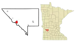 Location of Montevideo within Chippewa County, Minnesota
