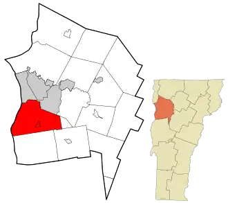 Location in Chittenden County and the state of Vermont.