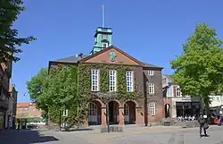 The rådhus (city hall), where the municipal council convenes.