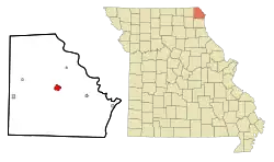 Location within Clark County and Missouri