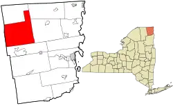 Location in Clinton County and the state of New York.