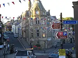 Clitheroe Library and Market Street.