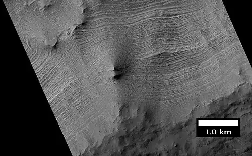 Close-up of Layers in wall of McMurdo Crater, as seen by HiRISE