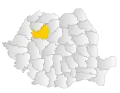 Map of Romania highlighting Cluj County