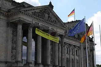 Germany 2020, on the Reichstag building protesting the coal phase-out law