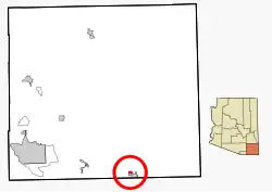 Location in Cochise County and the state of Arizona