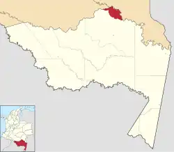 Location of the municipality and town of La Victoria, Amazonas in the Amazonas Department of Colombia