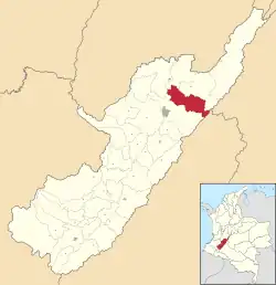 Location of the municipality and town of Tello, Huila in the Huila Department of Colombia.