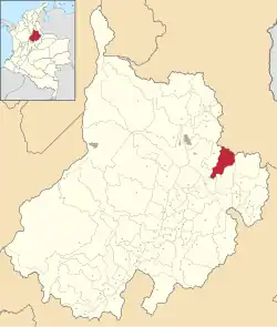 Location of the municipality and town of Guaca, Santander in the Santander Department of Colombia.