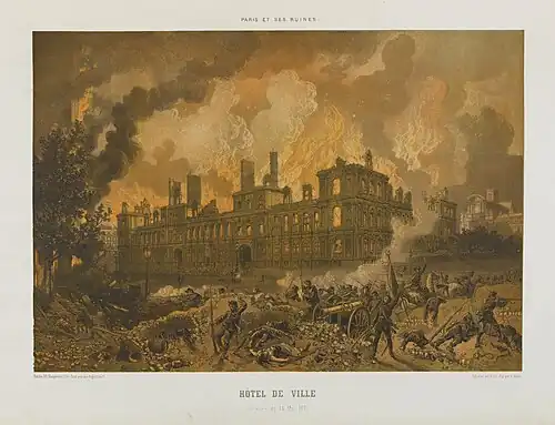 Fire at City Hall, attacked by Versailles troops