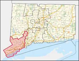 Map of Connecticut's 4th congressional district