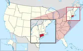 Location of Connecticut within the United States