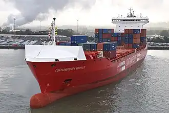 Container ship in the dock
