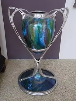 Enameled copper floor vase by Georges de Feure and Jakab Rappaport (1902) (Budapest Museum of Applied Arts)