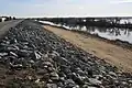 Riprap protecting a levee