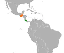 Map indicating locations of Costa Rica and Guatemala