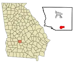 Location in Crisp County and the state of Georgia