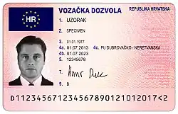 European driving licence, (Croatian version pictured)
