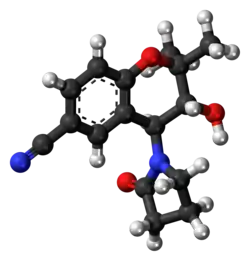 Ball-and-stick model of the cromakalim molecule