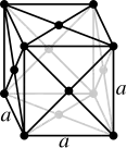 Face-centered cubic crystal structure, with a 4-atom unit cell, as found in e.g. aluminium, copper, and gold