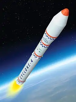 An image of a rocket in space