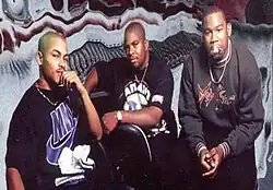 From left to right: G-Note, K-1 and Mac Shawn in the studio. From the album's liner notes.