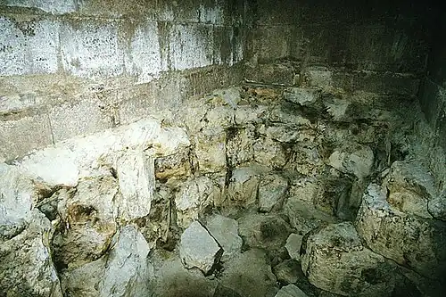 Floor of the burial chamber, showing damage thought to be caused by tomb robbers