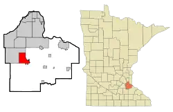 Location of the city of Farmington within Dakota County, Minnesota