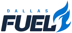 The logo for the Dallas Fuel is an iconic blue flame.