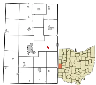 Location in Darke County and the state of Ohio.