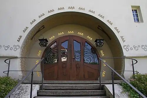Entrance door of Großes Haus Glückert in Darmstadt Artists' Colony