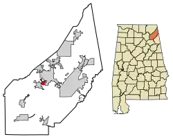 Location of Shiloh in DeKalb County, Alabama.