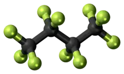 Ball-and-stick model of perfluorobutane