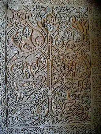 Floral and vegetal motifs from the Caliphate period at Madinat al-Zahra in Spain, carved in panels of limestone (10th century)