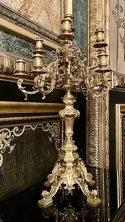 Candelabrum with eleven lights; by Ferdinand Barbedienne; 1861; gilt bronze; height: 83.7 cm, length: 49.4 cm; Napoleon III Apartments[172]