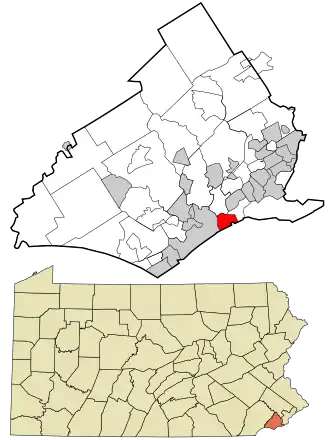 Location in Delaware County and the U.S. state of Pennsylvania.