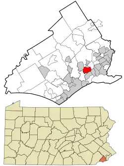 Location in Delaware County and the U.S. state of Pennsylvania