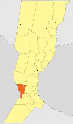 Location of Belgrano Department within Santa Fe Province