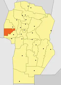 Location of Pocho Department in Córdoba Province