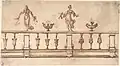 Design for a Balustrade with Female Figures and Urns