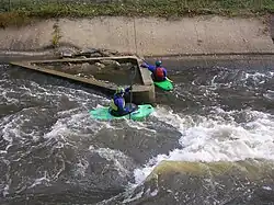 One of two resting spots -- this one below the left-side wing dam in its new position.