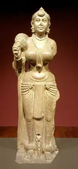 The Didarganj Yakshi depicting the dhoti wrap; c. 300 BC; Bihar Museum (India)
