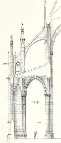 Drawing of a Neo-Gothic flying buttress for the late 19th-century Votive Church, Vienna