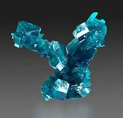 Pristine dioptase crystals, Tsumeb Mine, Tsumeb, Namibia. 4 × 4 × 1&nbsp;cm