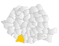Map of Romania highlighting Dolj County