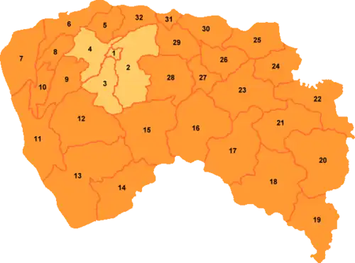 Liaobu is labelled '28' on this map of Dongguan