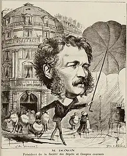 Caricature of Armand Donon, President of the Société des Dépôts et Comptes Courants, by J B Humbert in the 23 October 1873 issue
