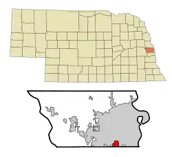 Location of Ralston within Nebraska and Douglas County