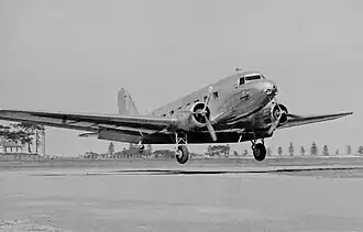 Douglas DC-2 airliner landing