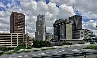 View of the Akron skyline from the west looking east